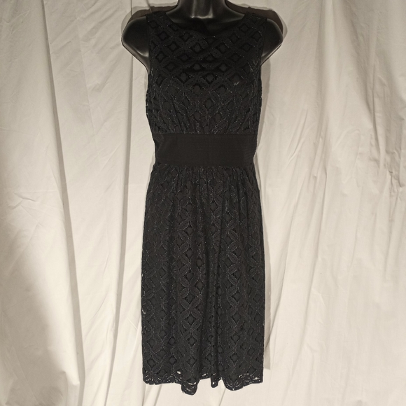 SHOSHANNA Navy & Silver Lace Fit & Flare Dress - Picture 6 of 10